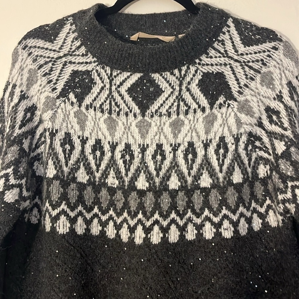 Soft Surroundings | New Fair Isle Seelie sweater Womens size L sequins soft cozy - Picture 3 of 9